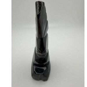 Abstract Obsidian Stone Carved Sculpture Modern Black Geometric Decor Art Piece